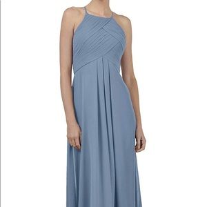 Steel blue gown with scarf